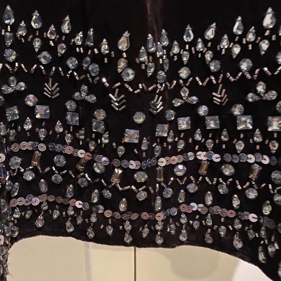 Zara mini dress, velvet with crystals, chocolate brown, size Small - Picture 4 of 6